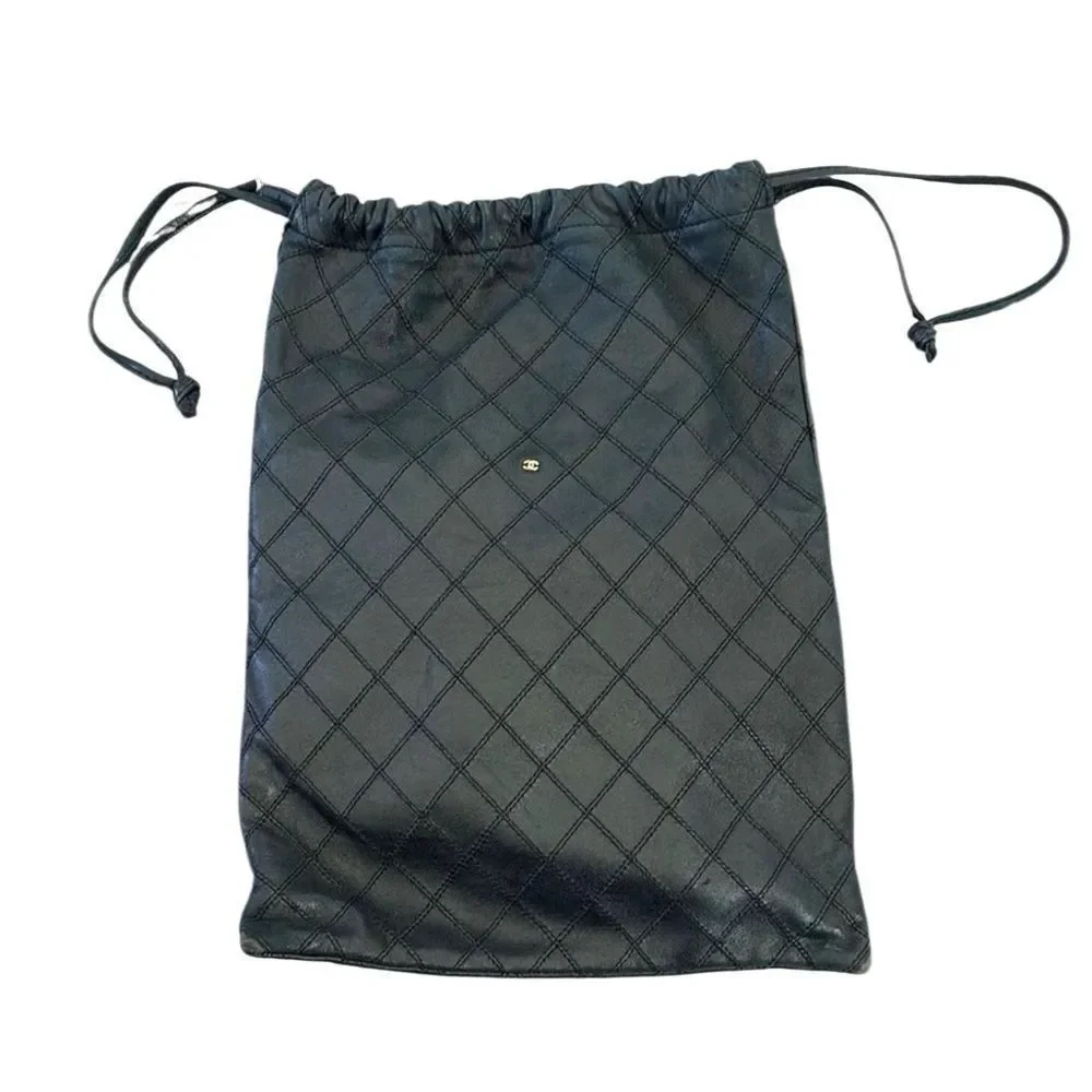 CHANEL Black Drawstring Bag